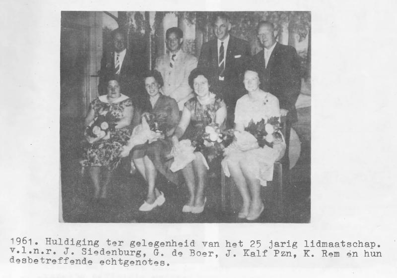 Huldiging t.g.v. 25-jarig lidmaatschap 1961